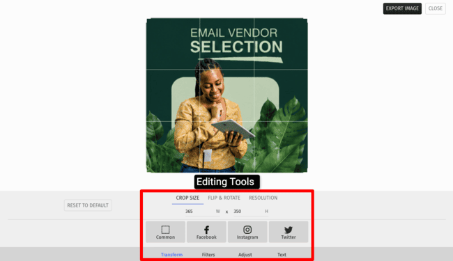 image editing tool in Brevo