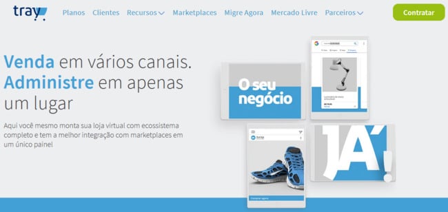 pagina inicial da ferramenta de ecommerce tray