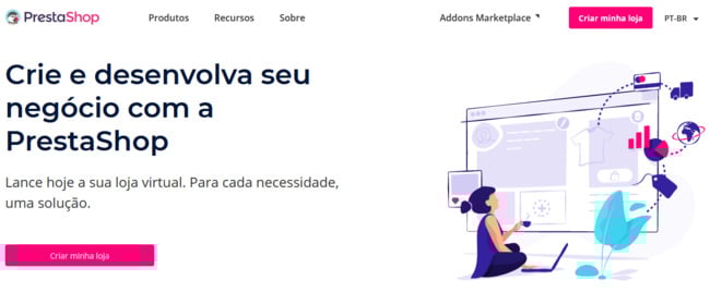 página inicial da prestashop