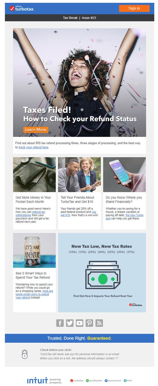 intuit email marketing newsletter turbotax