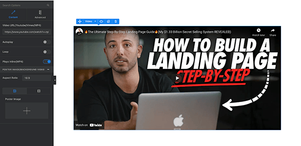 Adding a video to a landing page in Swipe Pages