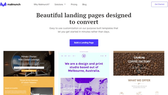 mailmunch mejor creador de landing pages