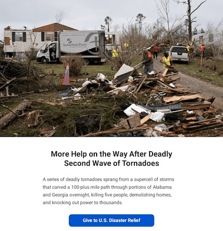 nonprofit urgent email example from Samaritan’s Purs