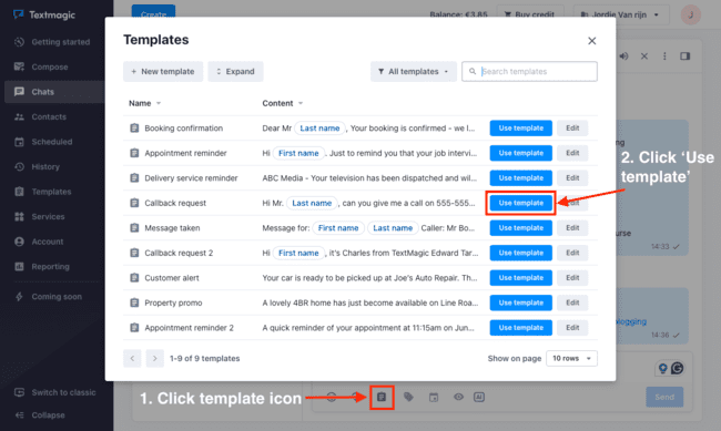 opinión de Textmagic plantillas de mensajes de texto conversaciones chat SMS