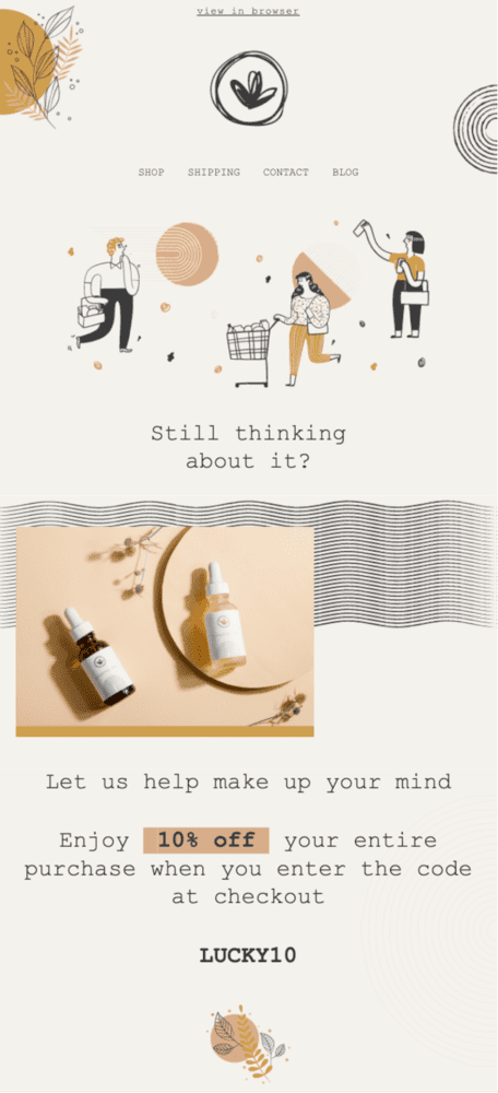 plantilla de correo electrónico de abandono de carrito gratis