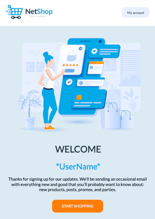 plantilla de correo electrónico de bienvenida de comercio electrónico