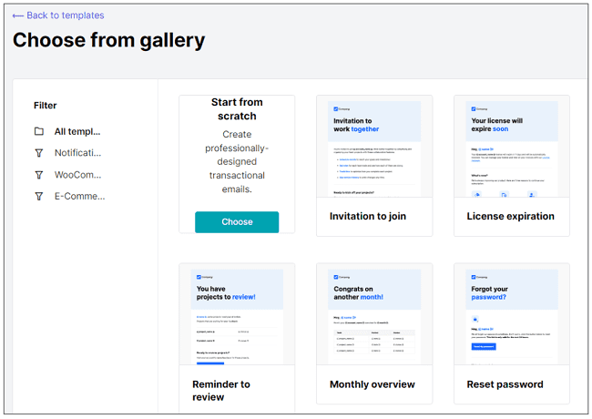 plantillas de correos electrónicos transaccionales servidor SMTP