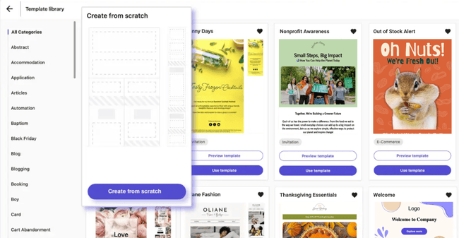 plantillas de email prediseñadas en Moosend