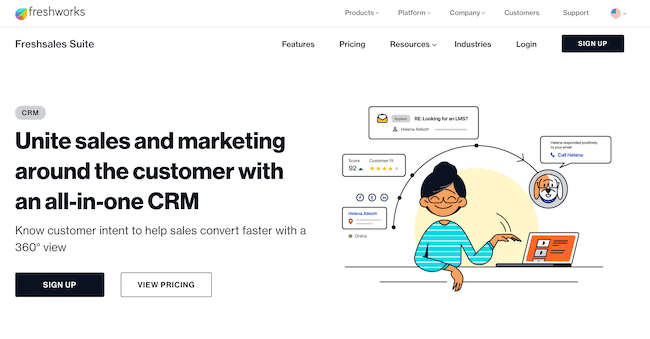 plataforma de CRM com e-mail marketing Freshsales