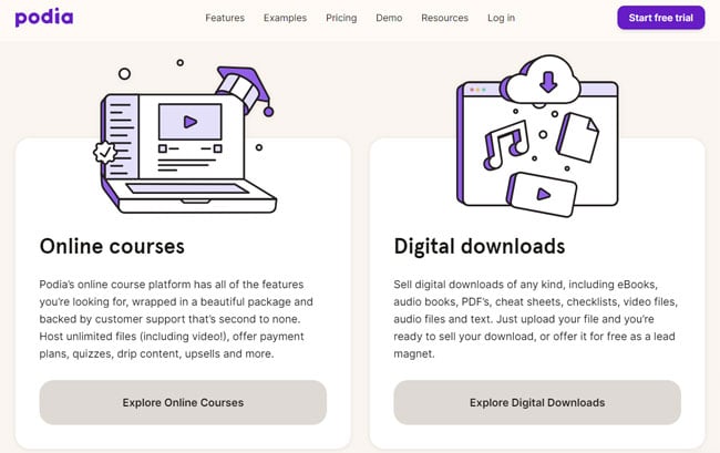podia online courses digital dowloads tool