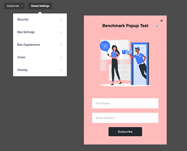 benchmark email pop up builder