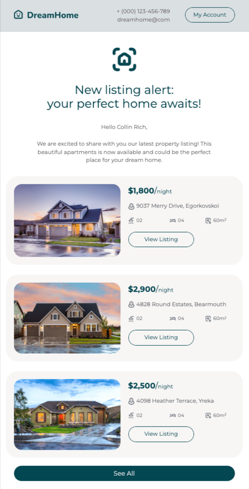 real estate property listing email template