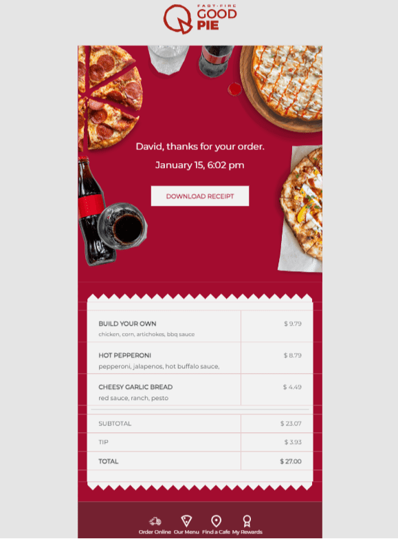 receipt and thank you email template