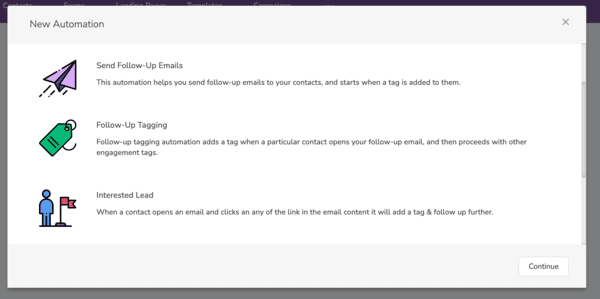 reseña de Engagebay plantillas de automatización de marketing