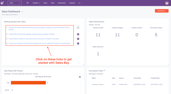 reseña de Engagebay sobre los primeros pasos con el panel de ventas