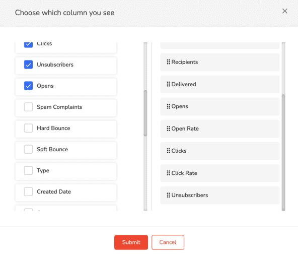 reseña de Engagebay vistas de email en columnas