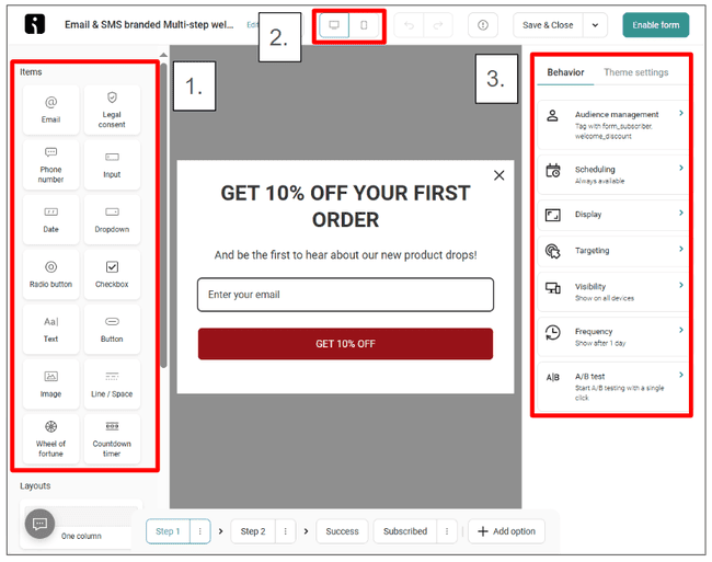 reseña del editor de formularios de Omnisend