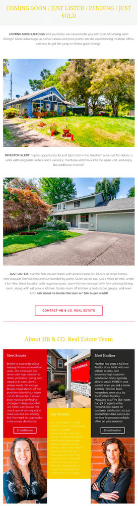 sample of a just listed real estate weekly newsletter
