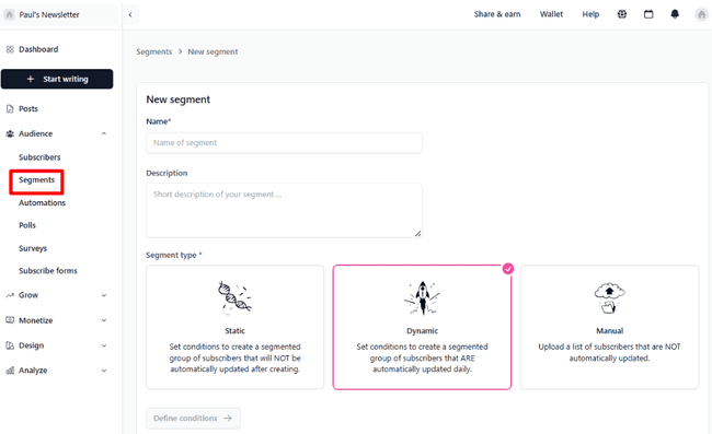 segmentación de beehiiv