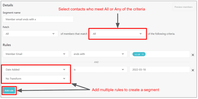 segmentation in Moosend