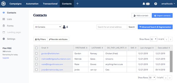 sendinblue crm gestion de contactos