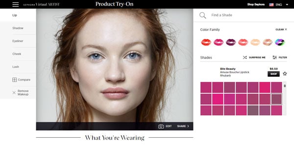 sephora virtual artist personalized experience