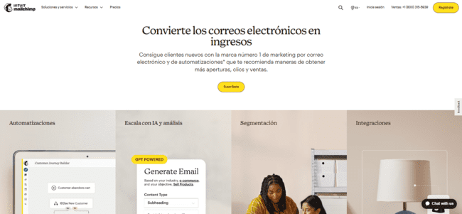servicio de boletines informativos de Mailchimp