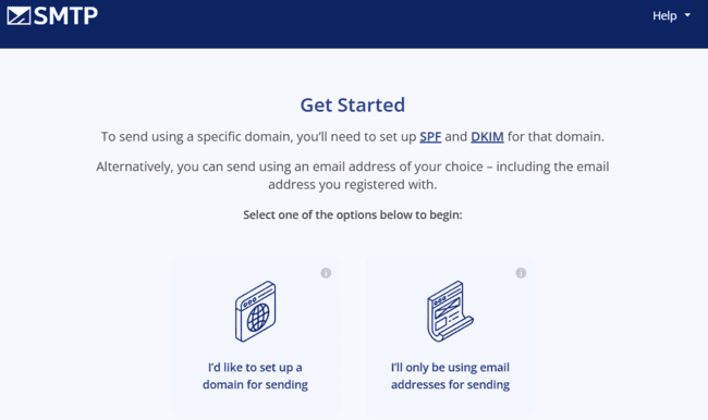 setting up a domain or email address in SMTP.com