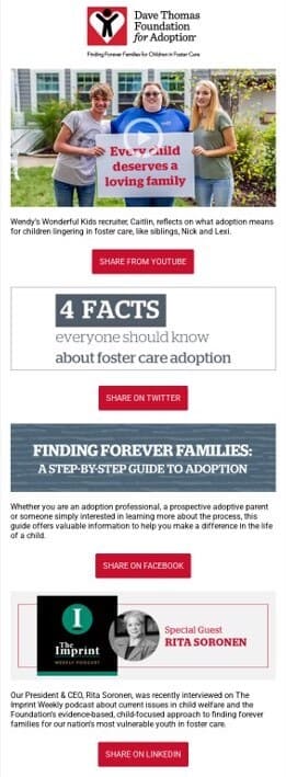 social media engagement email for nonprofit
