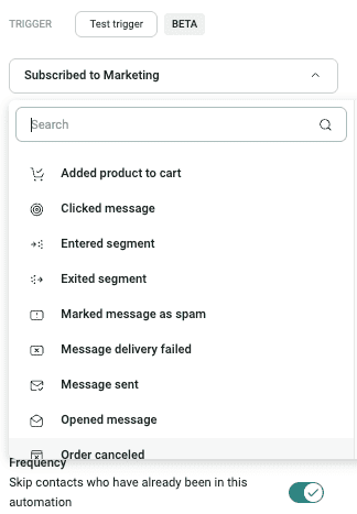 testing workflow triggers in Omnisend