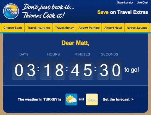 travel countdown timer email