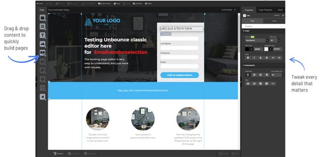 unbounce landing page editor live review